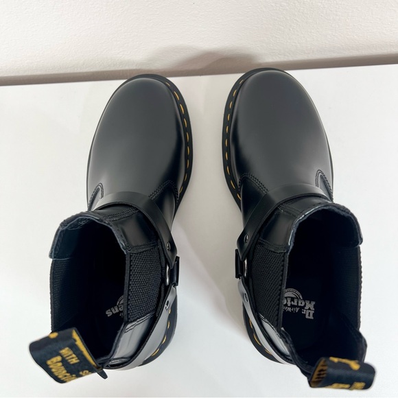 Dr. Martens WINCOX Black Leather Harness Buckle Moto Chelsea Boots Sz 9 NEW - Picture 7 of 16